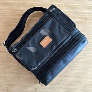 TUMI Expandable Smoke Character Alpha Bravo Beale Canvas Leather Trim Crossbody